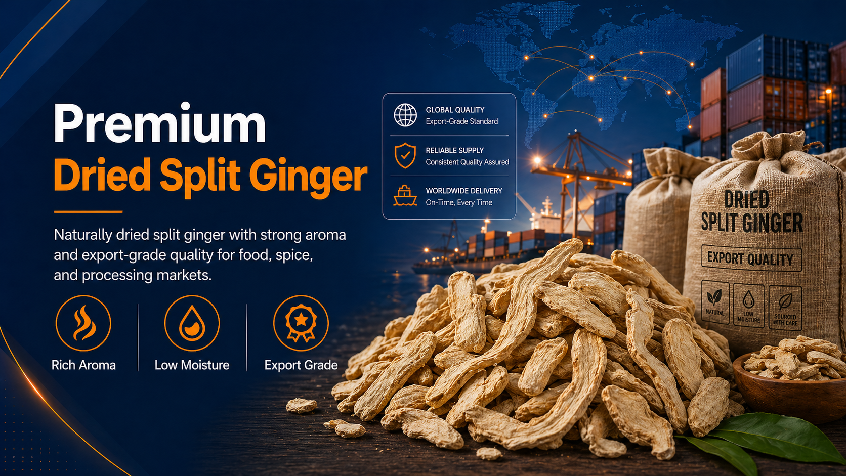 Premium Dried Split Ginger